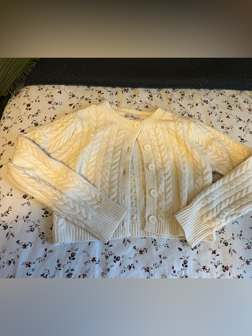 Cable Knit Button Front Cropped Sweater Cardigan - Cream NWOT